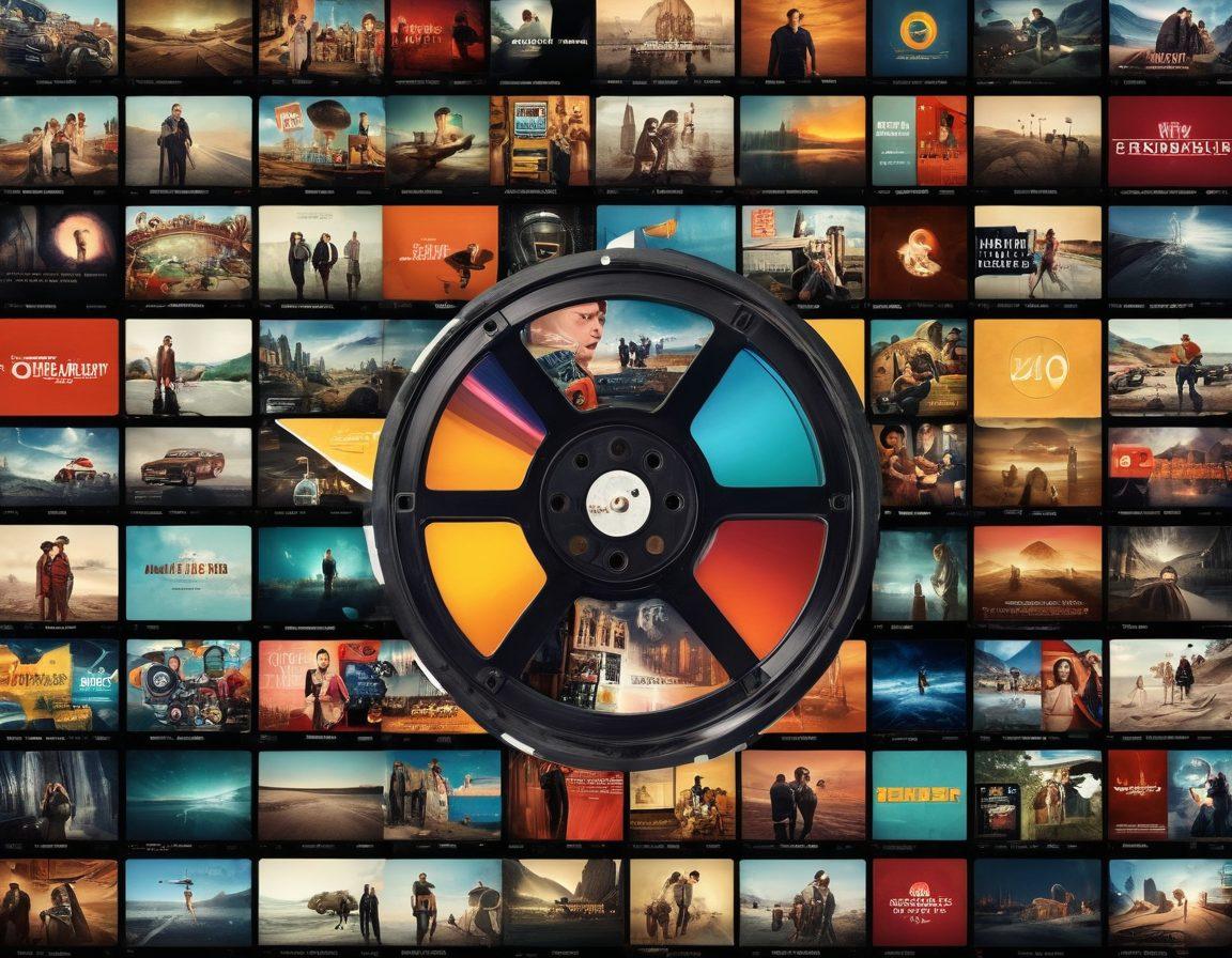 A dynamic collage showcasing both cinematic elements and web design, featuring a film reel blending seamlessly into a computer screen displaying various explicit media thumbnails. Include rich film colors and playful web interface icons, embodying the evolution from traditional movies to modern digital platforms. Enhance with a vibrant background that visually merges the two worlds. super-realistic. vibrant colors. modern aesthetic.