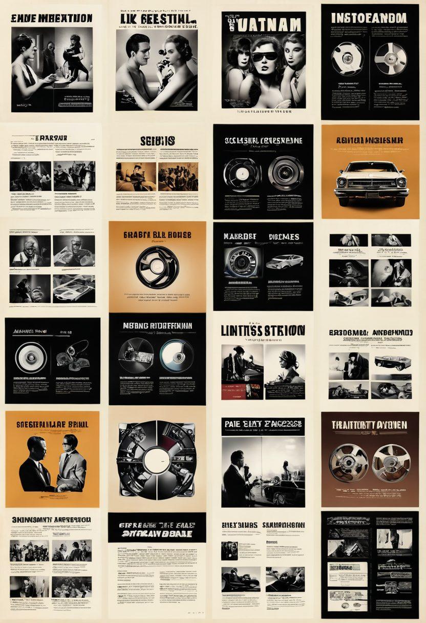A visual timeline showcasing the evolution of adult entertainment, featuring iconic scenes from different eras of XXX rated content. Include elements like vintage film reels, early magazine covers, modern streaming interfaces, and subtle innovations in technology like VR headsets. The background should be a gradient of colors that transition from retro sepia tones to vibrant modern hues, symbolizing change and progress. The overall look should be a blend of collage and infographic styles, capturing both history and modernity.
